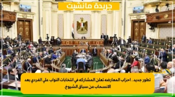 تطور جديد.. أحزاب المعارضة تعلن المشاركة في انتخابات النواب على الفردي بعد الانسحاب من سباق الشيوخ.